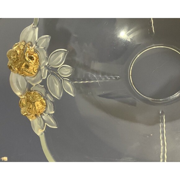 Vintage Mikasa Gilded Rose Gold Accented Frosted Leaf Crystal Clear  fruit Bowl - Picture 9 of 16